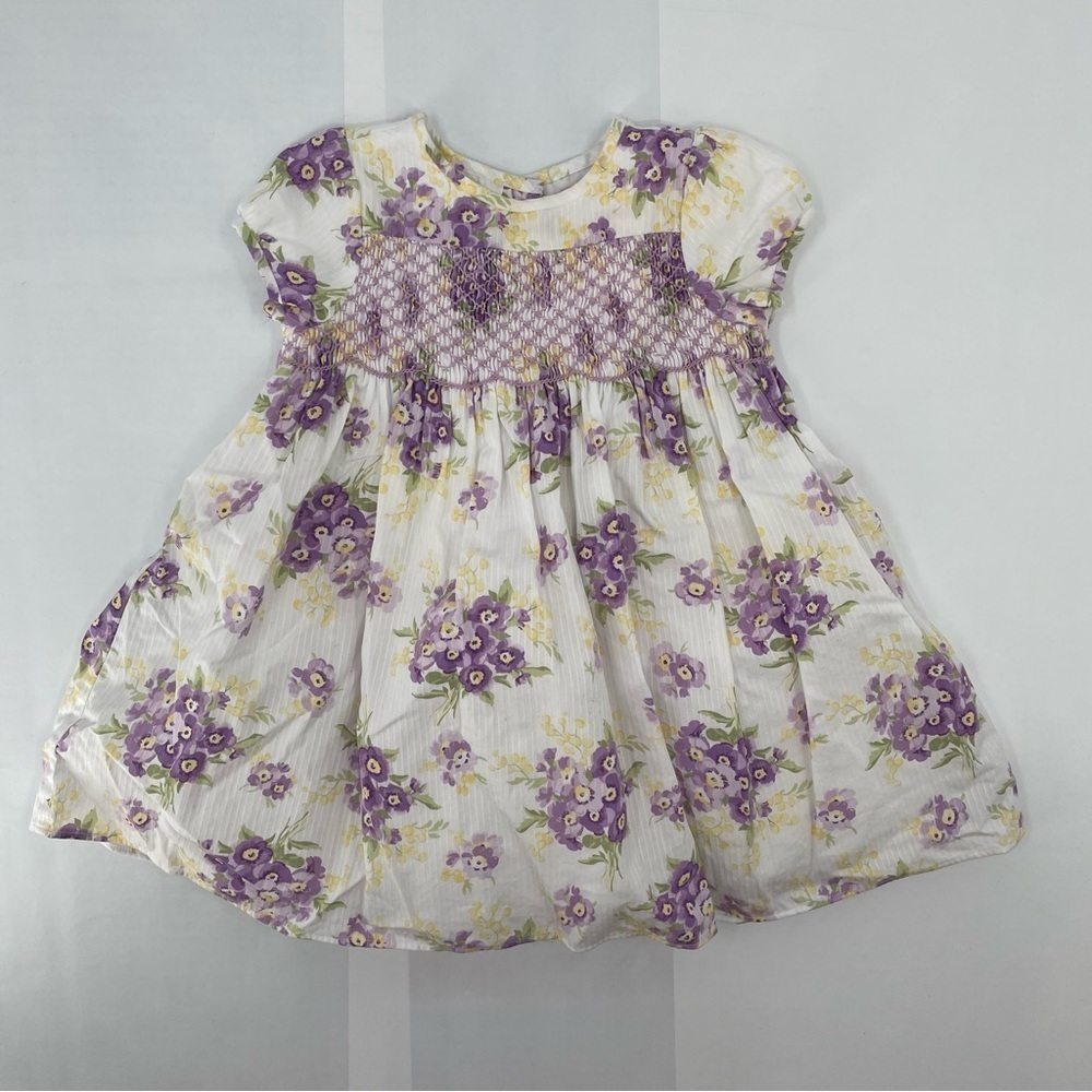 Janie & Jack Girl's White & Purple Floral Dress